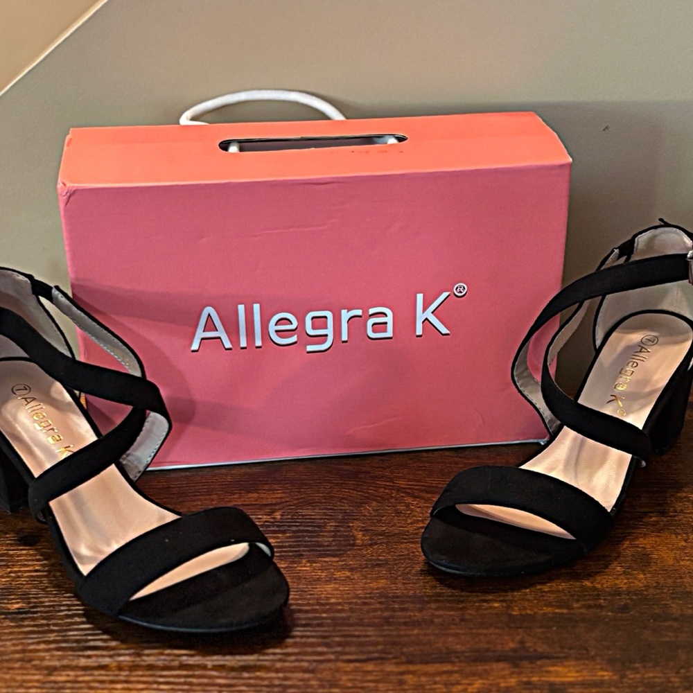 Allegra K Black Strappy Heels - Picture 8 of 16